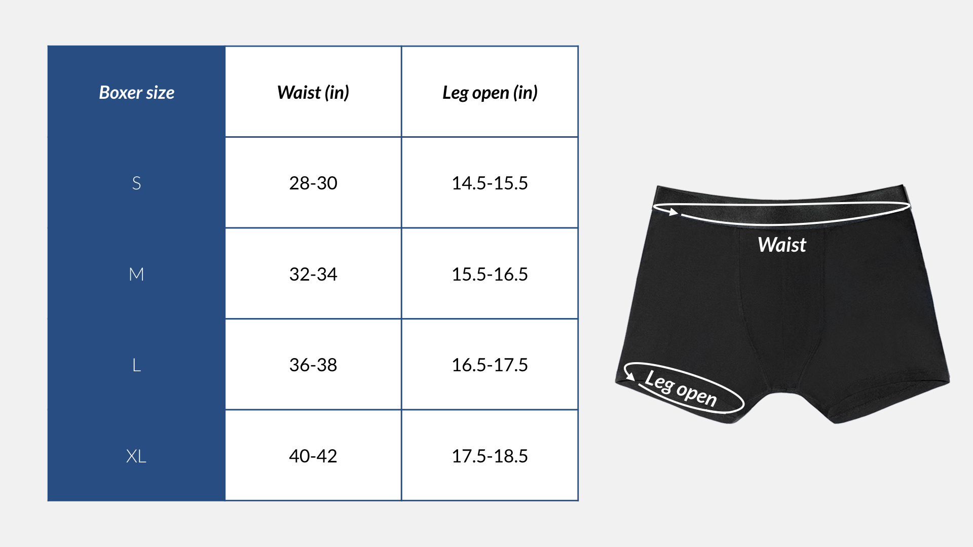 Boxer Size Chart For Men
