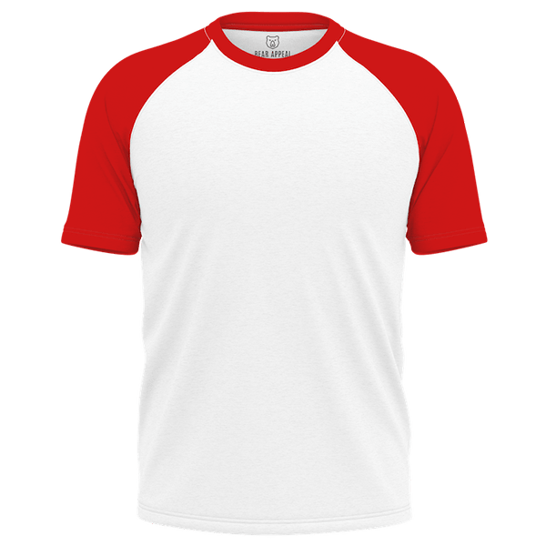 Red & White Raglan Crew Neck - High Quality Basics for Everyday Wear