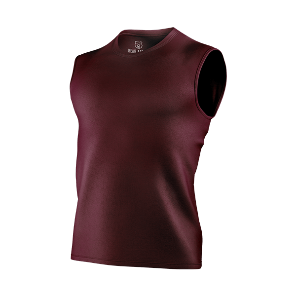 maroon sleeveless t-shirt